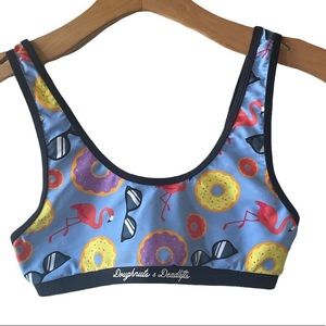 💛💛 4/$25 Doughnuts & Deadlifts Graphic Print Swimsuit Tank Style Bikini Top/S